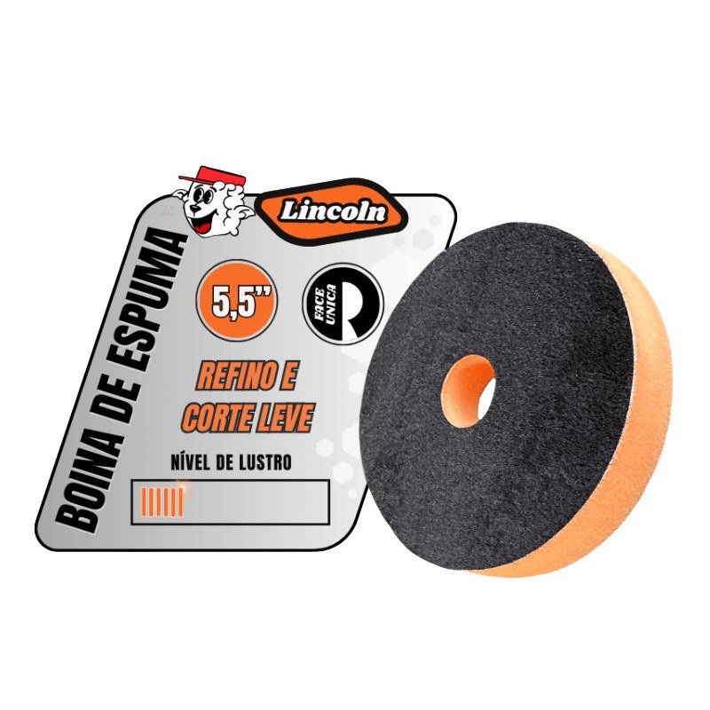 Boina de Espuma Laranja Corte Suave 5,5" Lincoln — produto para estética automotiva