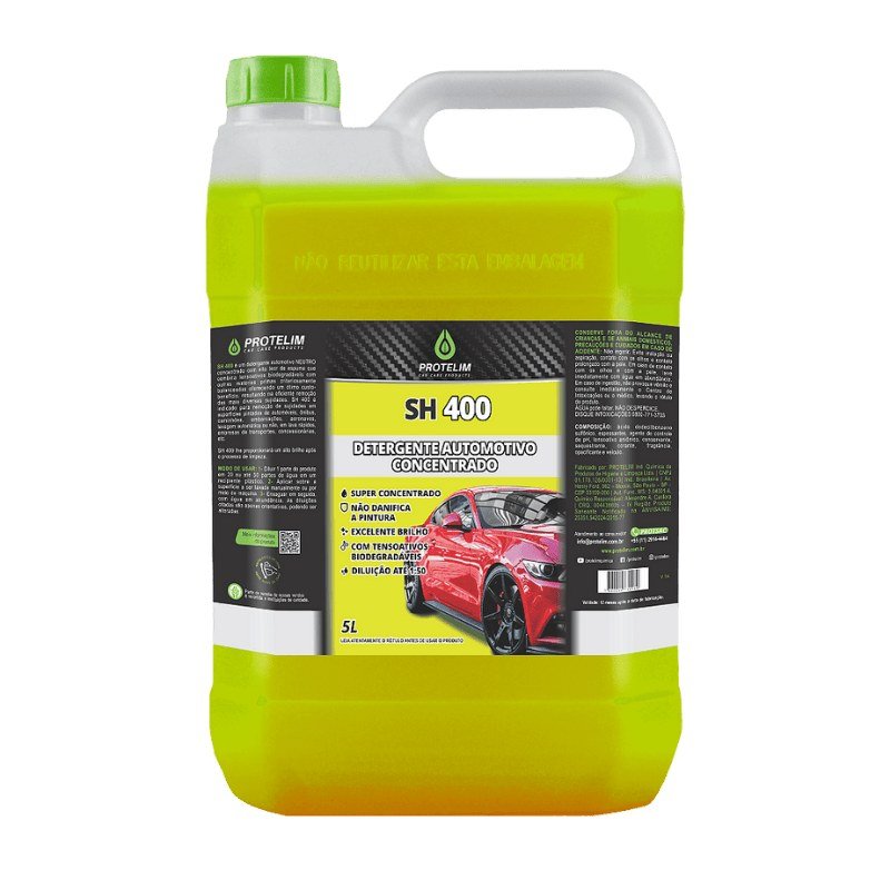 Prot SH400 Detergente Neutro Concentrado 5L - Protelim — produto para estética automotiva